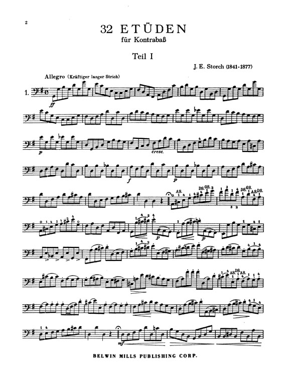 Josef Emanuel Storch【32 Etudes】for String Bass