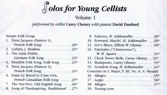 Solos for Young Cellists【Volume 1】CD