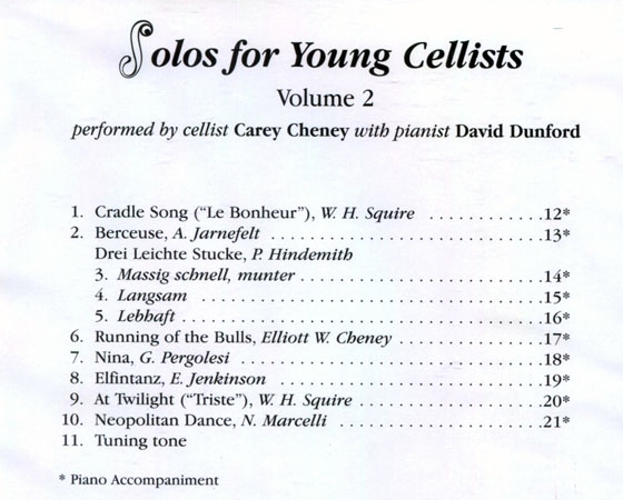 Solos for Young Cellists【Volume 2】CD