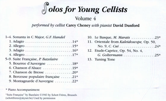 Solos for Young Cellists【Volume 4】CD