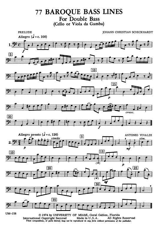 77 Baroque Basslines for Double Bass (Cello or Viola da Gamba)