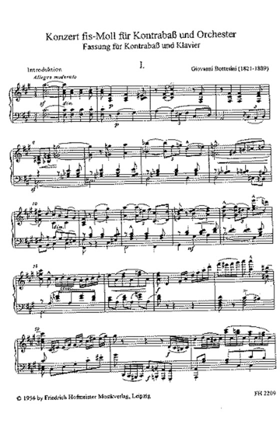 Giovanni Bottesini【Konzert fis Moll】für Kontrabaß und Orchester / Fassung für Kontrabaß und Klavier