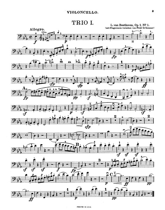 Beethohven【Trio No. 1 - Op. 1, No. 1  in E♭ Major】for Piano , Violin and Cello