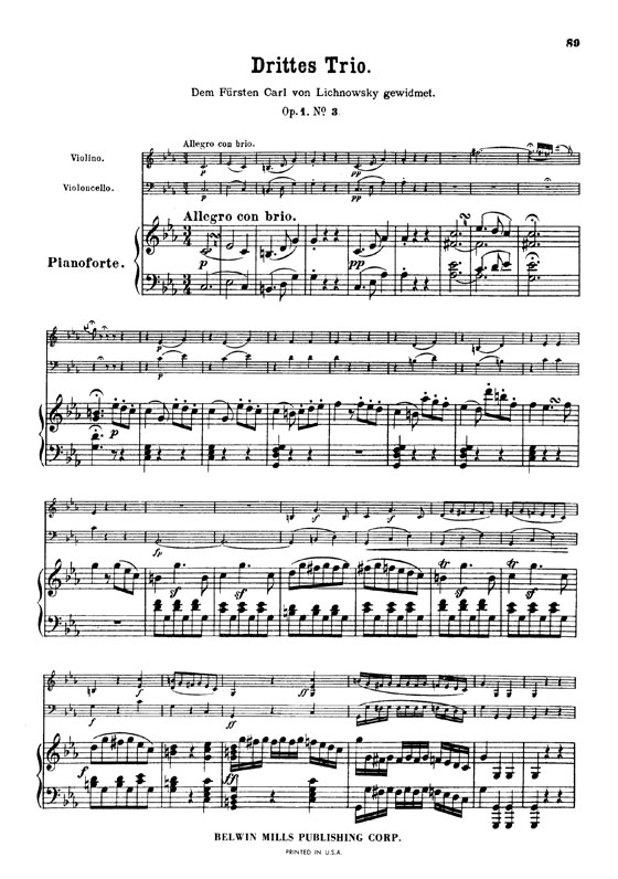 Beethoven【 Trio No. 3 - Op. 1, No. 3  In C major】for Piano , Violin and Cello