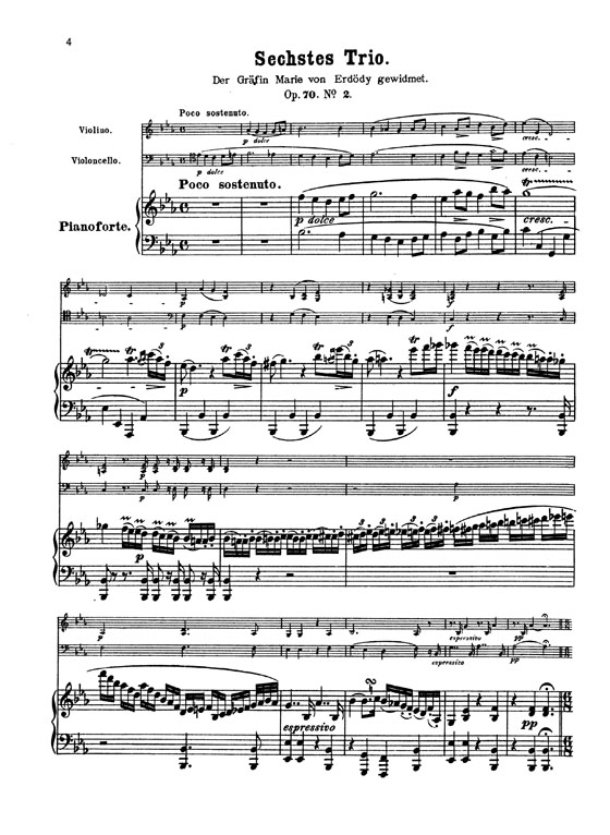 Beethoven【Trio No. 6 - Op. 70, No. 2 In E♭ Major】for Piano , Violin and Cello