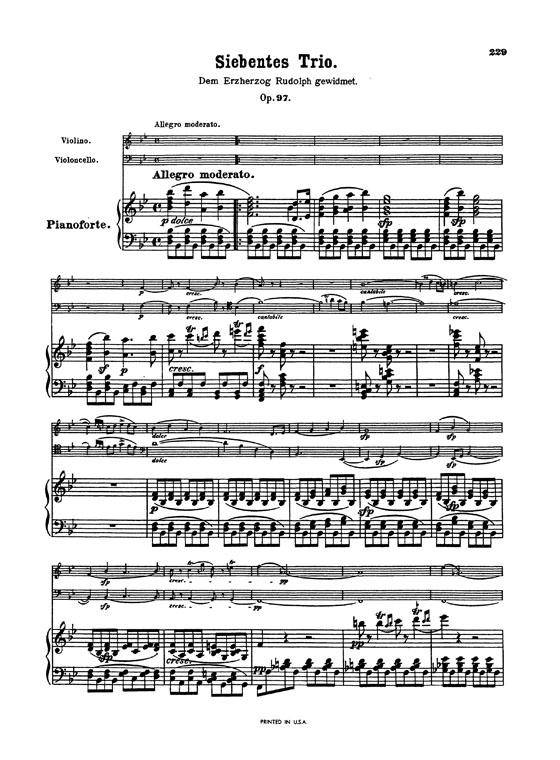 Beethoven【Trio No. 7, Opus 97  In B♭ Major】for Violin , Cello and Piano