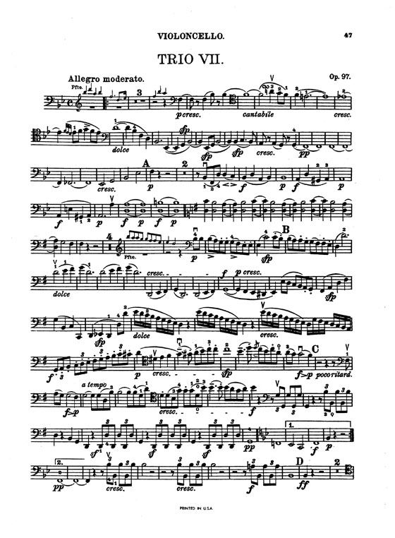 Beethoven【Trio No. 7, Opus 97  In B♭ Major】for Violin , Cello and Piano