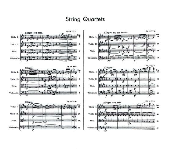 Beethoven【String Quartets Op. 18】for Two Violins , Viola and Violoncello