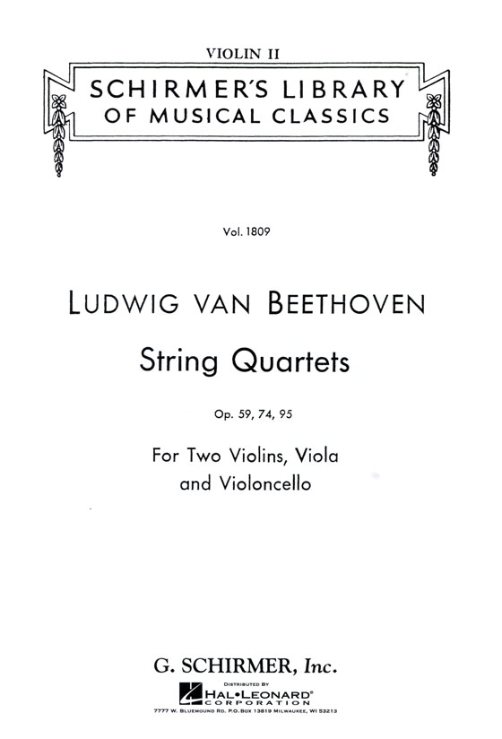 Ludwig Van Beethoven【String Quartets】Opus 59 , 74 , 95 Set of Parts Ludwig Van Beethoven【String Quartets】Opus 59 , 74 , 95 Set of Parts