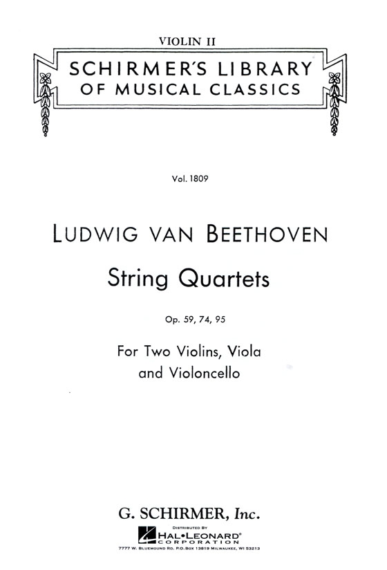 Ludwig Van Beethoven【String Quartets】Opus 59 , 74 , 95  Set of Parts