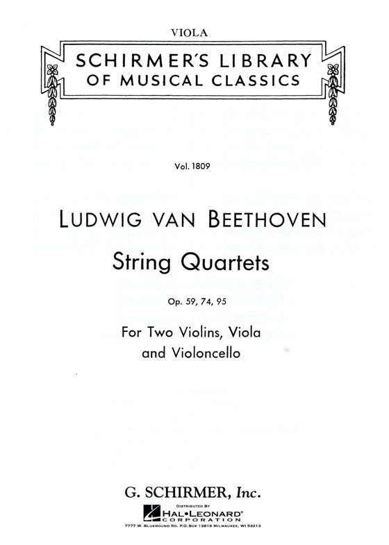 Ludwig Van Beethoven【String Quartets】Opus 59 , 74 , 95 Set of Parts Ludwig Van Beethoven【String Quartets】Opus 59 , 74 , 95 Set of Parts