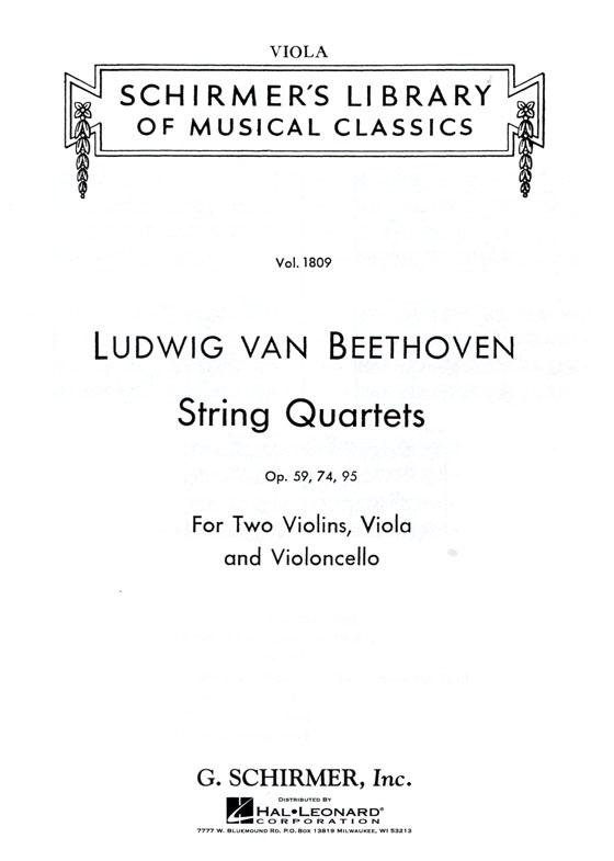 Ludwig Van Beethoven【String Quartets】Opus 59 , 74 , 95  Set of Parts