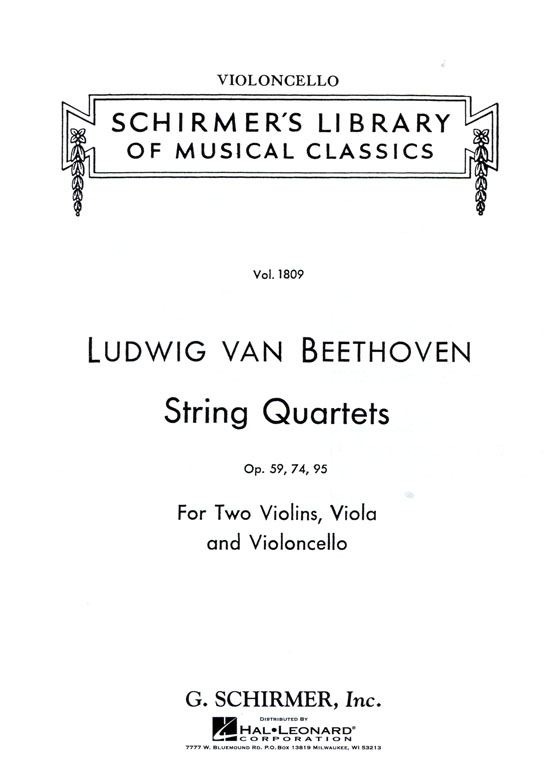 Ludwig Van Beethoven【String Quartets】Opus 59 , 74 , 95  Set of Parts