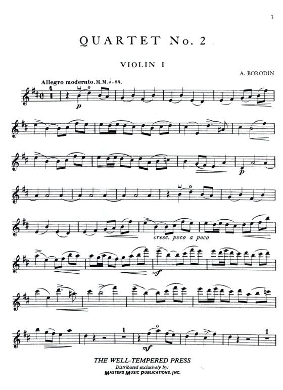 Borodin【String Quartet , No. 2 in D Major】 for Two Violins , Viola and Violincello