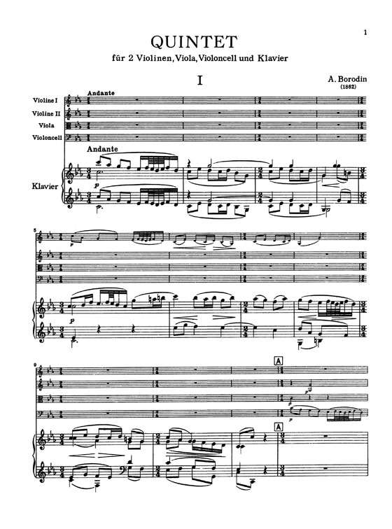 Borodin【Quintet in C Minor】for Two Violins , Viola , Cello and Piano 