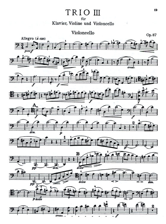 Brahms【Trio No. 3 in C Major , Opus 87】for Piano , Violin and Cello Brahms【Trio No. 3 in C Major , Opus 87】for Piano , Violin and Cello