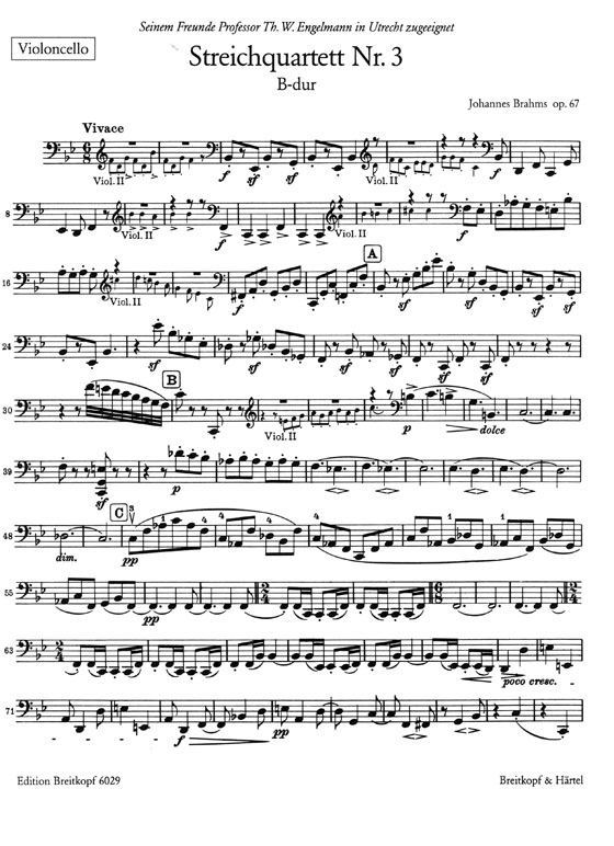 Johannes Brahms 【Streichquartett】Nr. 3 B-dur Op. 67 Johannes Brahms 【Streichquartett】Nr. 3 B-dur Op. 67