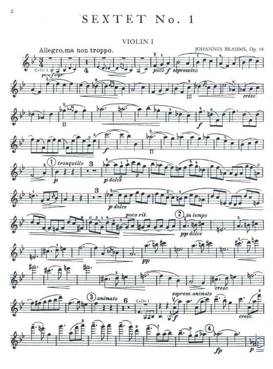 Brahms【Sextet No. 1 in Bb Major , Opus 18】for Two Violins , Two Violas and Two Cellos Brahms【Sextet No. 1 in Bb Major , Opus 18】for Two Violins , Two Violas and Two Cellos