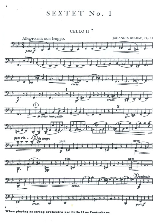 Brahms【Sextet No. 1 in Bb Major , Opus 18】for Two Violins , Two Violas and Two Cellos Brahms【Sextet No. 1 in Bb Major , Opus 18】for Two Violins , Two Violas and Two Cellos