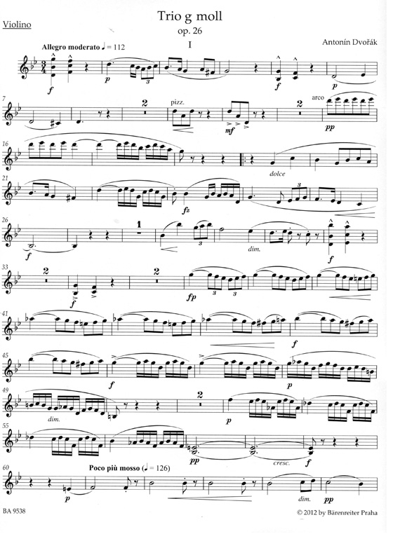 Dvorák【Klavírní trio g moll / Piano Trio G minor / Klaviertrio g-moll】Op. 26