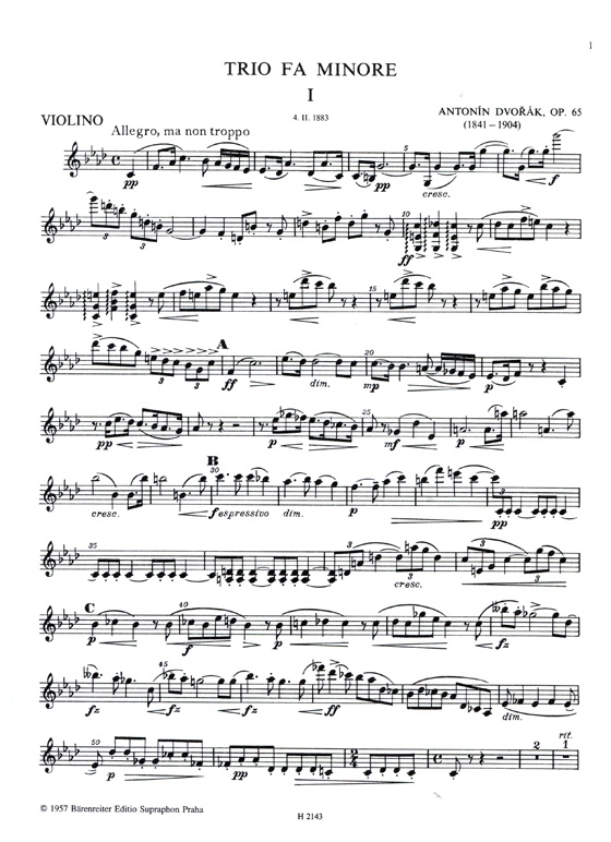 Antonín Dvorák【Klaviertrio F-Moll / Piano Trio in F Minor】 Op. 65 Antonín Dvorák【Klaviertrio F-Moll / Piano Trio in F Minor】 Op. 65