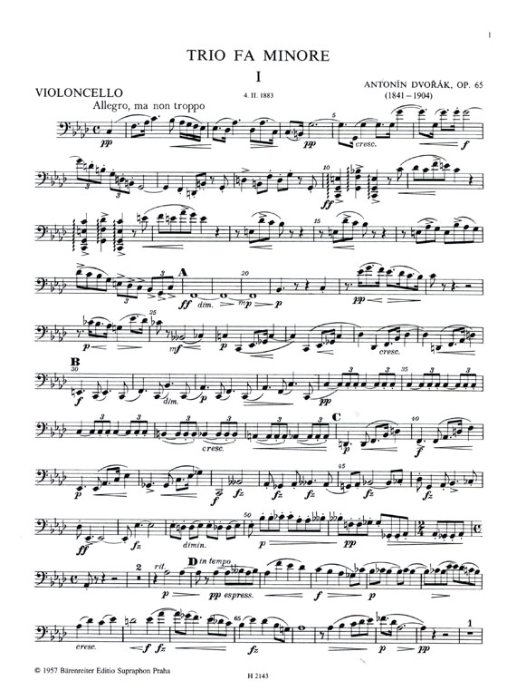 Antonín Dvorák【Klaviertrio F-Moll / Piano Trio in F Minor】 Op. 65