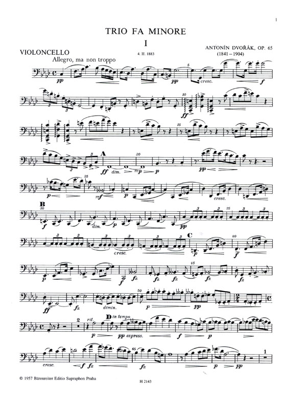 Antonín Dvorák【Klaviertrio F-Moll / Piano Trio in F Minor】 Op. 65 Antonín Dvorák【Klaviertrio F-Moll / Piano Trio in F Minor】 Op. 65