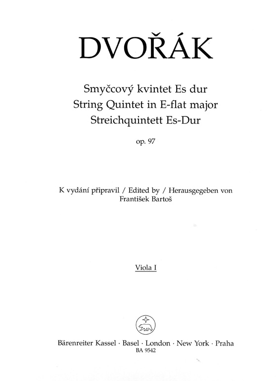 Dvorák【String Quintet in E- flat Major/ Streichquintett Es-Dur】Op. 97