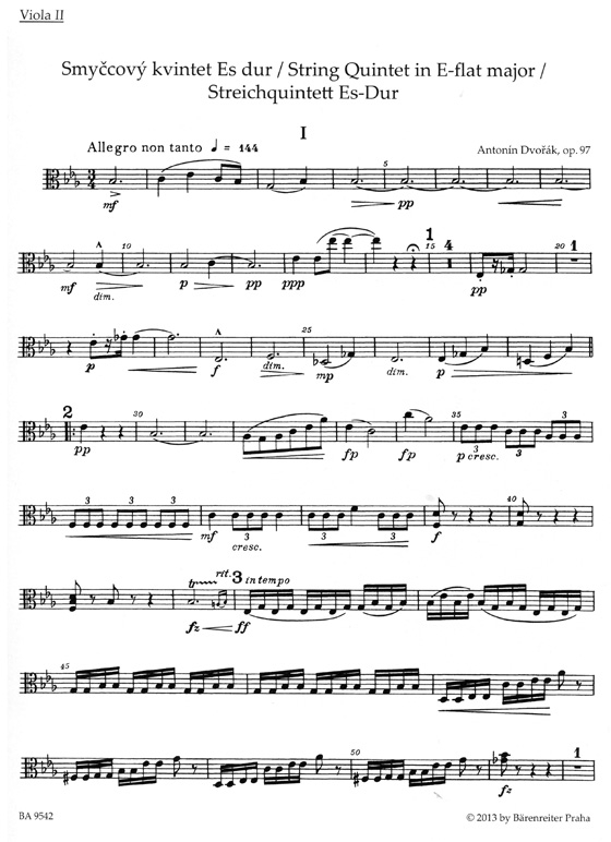 Dvorák【String Quintet in E- flat Major/ Streichquintett Es-Dur】Op. 97