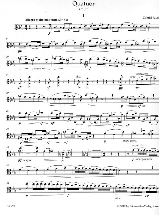 Fauré【Quatuor】pour piano , violon , alto et violoncelle en ut mineur , Op. 15 Fauré【Quatuor】pour piano , violon , alto et violoncelle en ut mineur , Op. 15