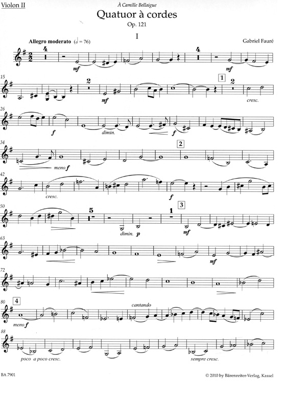 Fauré【Quatuor】à cordes , Op. 121