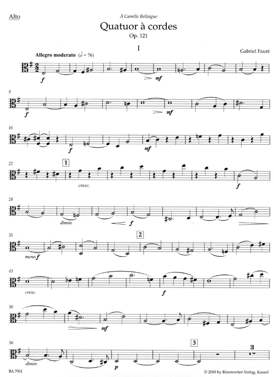 Fauré【Quatuor】à cordes , Op. 121 Fauré【Quatuor】à cordes , Op. 121