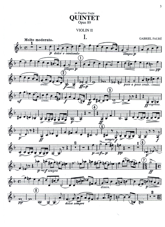 Fauré【Quintet , Opus 89 in D Minor】for Two Violins , Viola , Cello and Piano Fauré【Quintet , Opus 89 in D Minor】for Two Violins , Viola , Cello and Piano