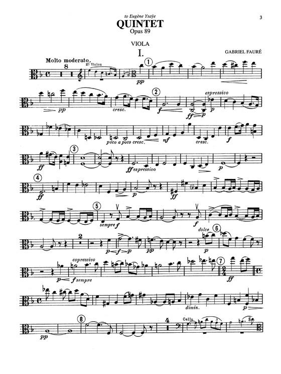 Fauré【Quintet , Opus 89 in D Minor】for Two Violins , Viola , Cello and Piano