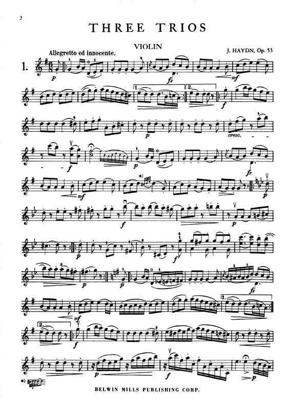 Haydn【Three Trios , Opus 53】for Violin , Viola and Cello