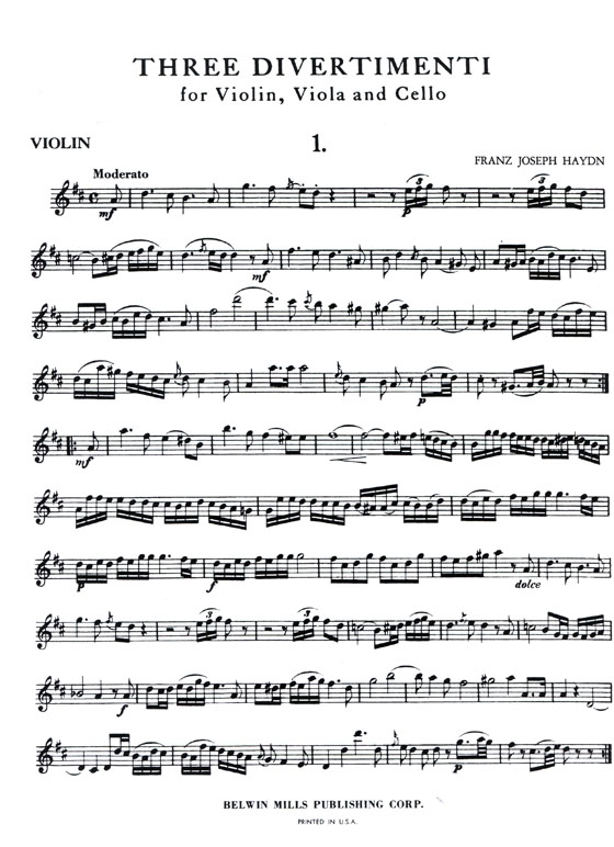 Haydn【Three Divertimenti】for Violin , Viola and Cello