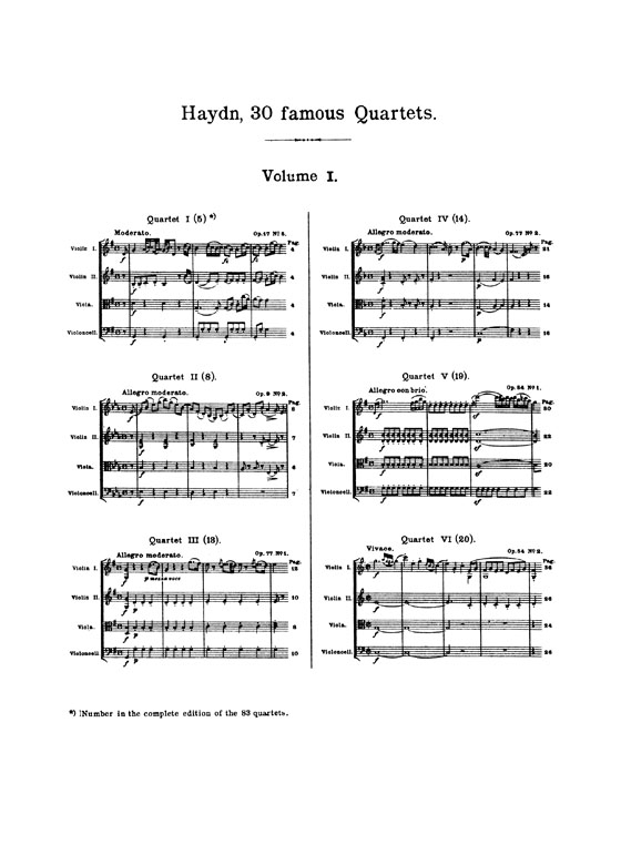 Haydn 30 Celebrated Quartets 【Volume 1】 for Two Violins , Viola and Cello