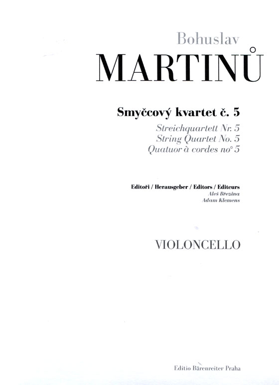 Bohuslav Martinů【String Quartet / Streichquartett】No. 5