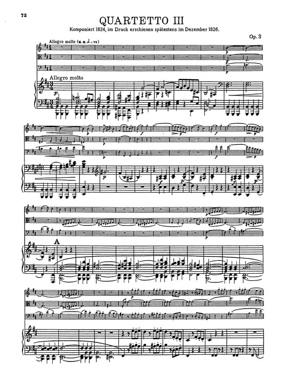 Mendelssohn【Piano Quartet No. 3 in B Minor , Opus 3】for Piano , Violin , Viola and Cello