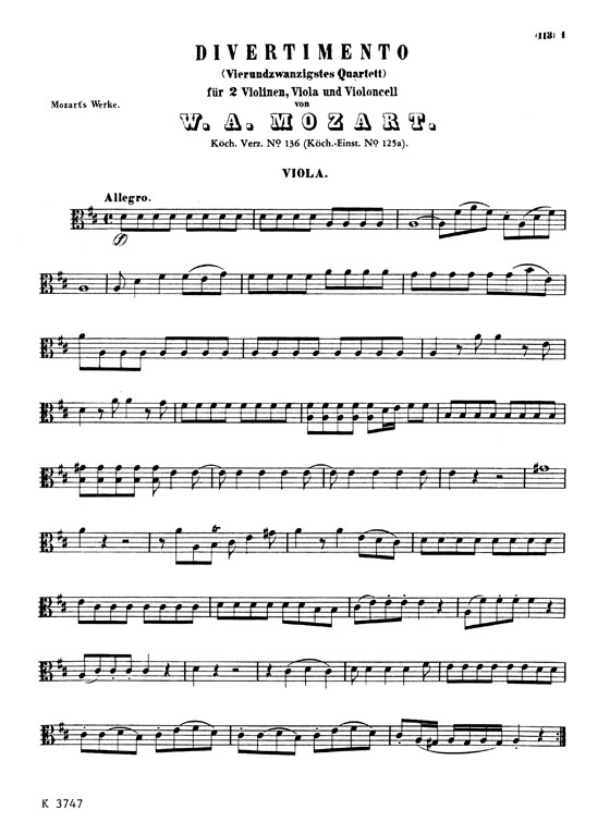 Mozart【3 Divertimenti】for Two Violins , Viola and Cello , K. 136 , K. 137 , K. 138 Full Score Mozart【3 Divertimenti】for Two Violins , Viola and Cello , K. 136 , K. 137 , K. 138 Full Score