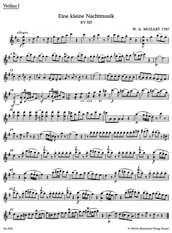Mozart【Eine Kleine Nachtmusik】for String Quartet , KV 525 Mozart【Eine Kleine Nachtmusik】for String Quartet , KV 525