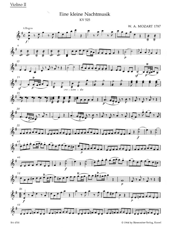 Mozart【Eine Kleine Nachtmusik】for String Quartet , KV 525 Mozart【Eine Kleine Nachtmusik】for String Quartet , KV 525