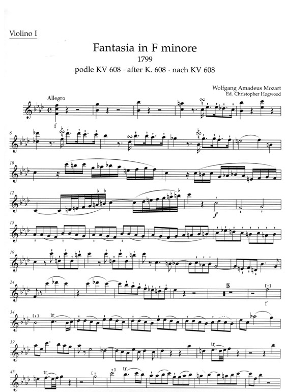 Mozart【Fantasia in F Minore】for strings , KV 608 Mozart【Fantasia in F Minore】for strings , KV 608