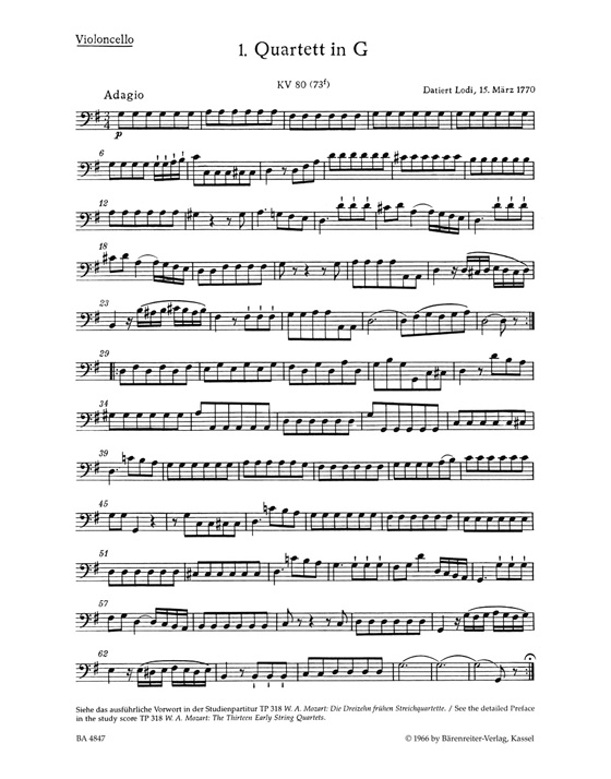 Mozart The Thirteen Early String Quartets No. 1-4【Ⅰ】K. 80、K.155、K.156、K. 157 Mozart The Thirteen Early String Quartets No. 1-4【Ⅰ】K. 80、K.155、K.156、K. 157
