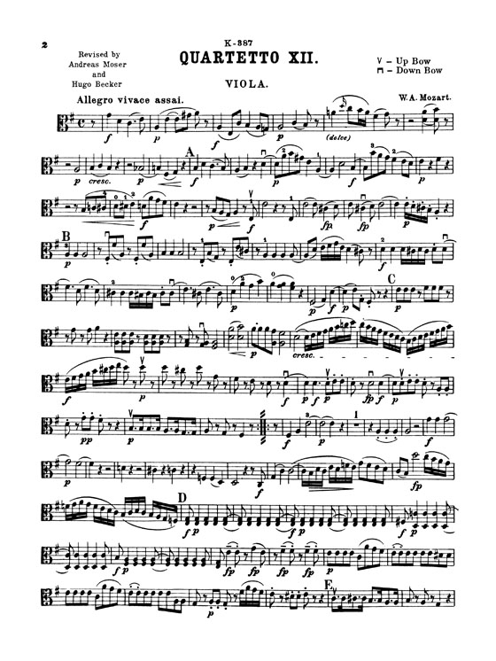 Mozart【Ten Famous Quartets】for Two Violins , Viola and Cello , K. 387, K. 421, K. 428, K. 458, K. 464, K. 465, K. 499, K. 575, K. 589, K. 590