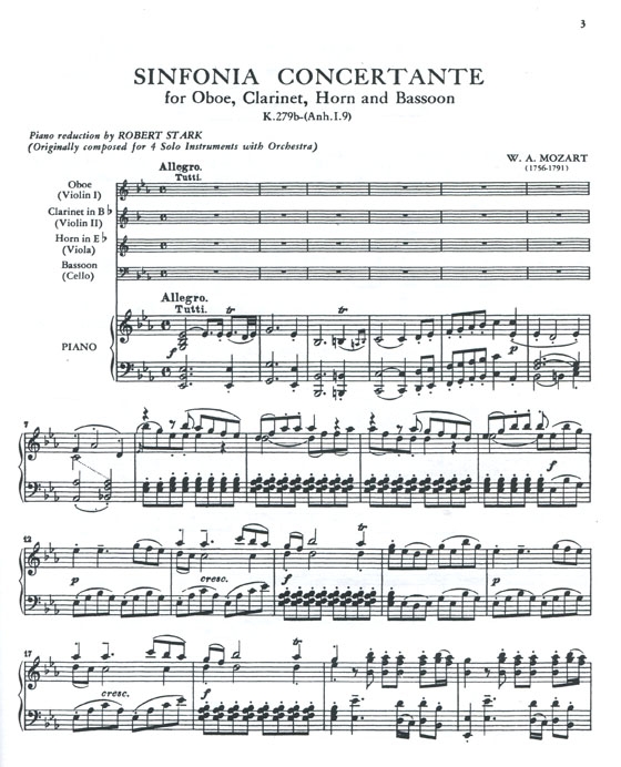 Mozart【Sinfonia Concertante in E♭ Major , K. 297b】for Two Violins , Viola , Cello and Piano Mozart【Sinfonia Concertante in E♭ Major , K. 297b】for Two Violins , Viola , Cello and Piano