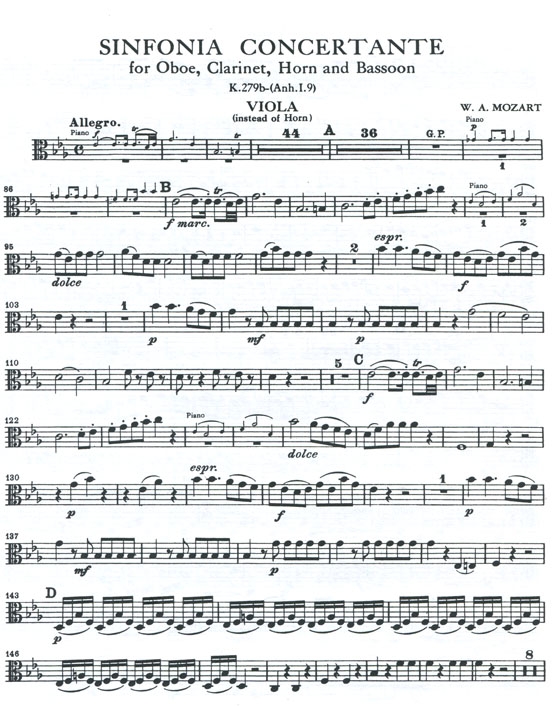 Mozart【Sinfonia Concertante in E♭ Major , K. 297b】for Two Violins , Viola , Cello and Piano Mozart【Sinfonia Concertante in E♭ Major , K. 297b】for Two Violins , Viola , Cello and Piano
