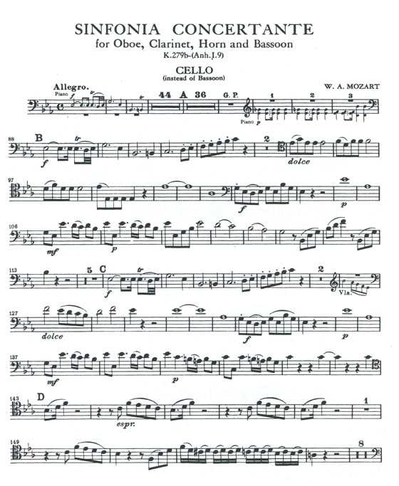 Mozart【Sinfonia Concertante in E♭ Major , K. 297b】for Two Violins , Viola , Cello and Piano Mozart【Sinfonia Concertante in E♭ Major , K. 297b】for Two Violins , Viola , Cello and Piano