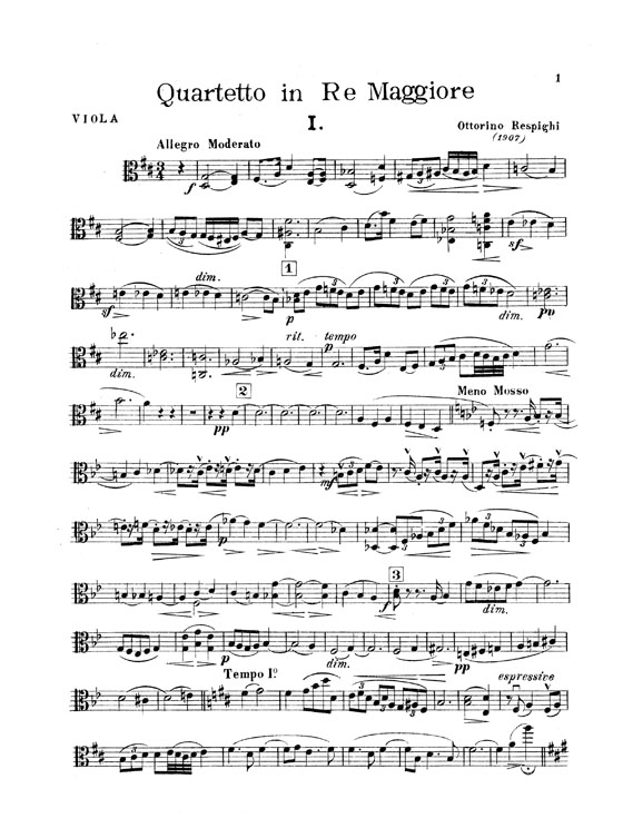 Respighi【String Quartet in D Major】for Viola , Violoncello and Two Violins