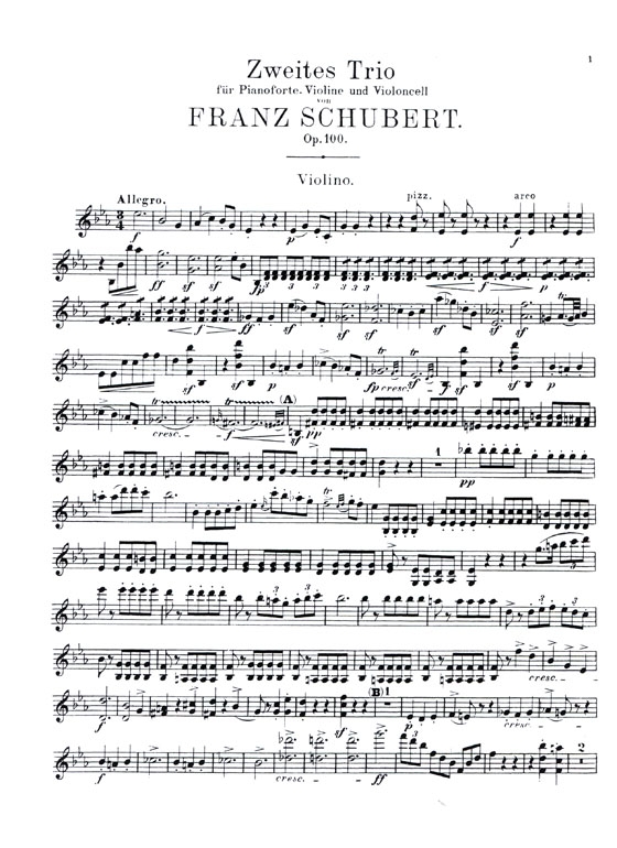 Schubert【Trio No. 2 in E♭ Major , Op. 100】for Piano , Violin and Cello